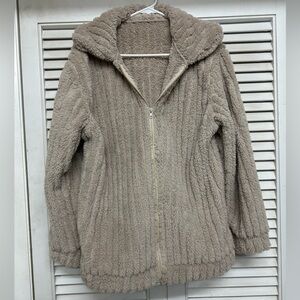 Cozy Tan Fleece Zip-Up Jacket